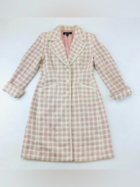 Vintage 90s Boucle pink white lined lightweight womens coat Medium Kasper